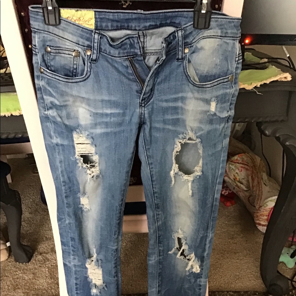 Size 27 Machine ripped skinny jeans